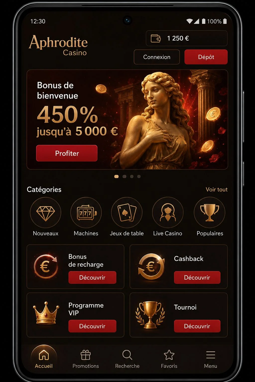 Casino Aphrodite expérience utilisateur ordinateur et mobile HTML5 Casino Aphrodite expérience utilisateur ordinateur et mobile