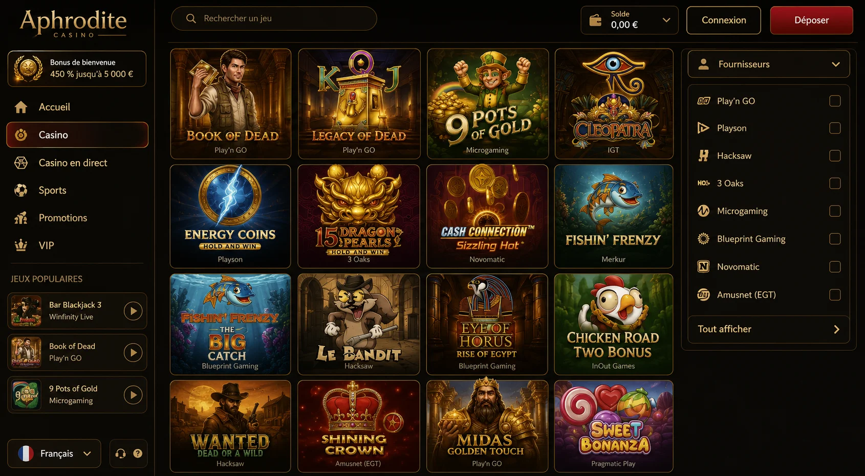 Casino Aphrodite fournisseurs de logiciels de jeu studios reconnus Casino Aphrodite fournisseurs de logiciels de jeu